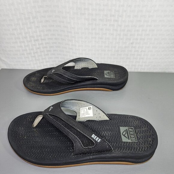 Reef Mens Black Synthetic Flip Flops Size 8/9 - Picture 5 of 7